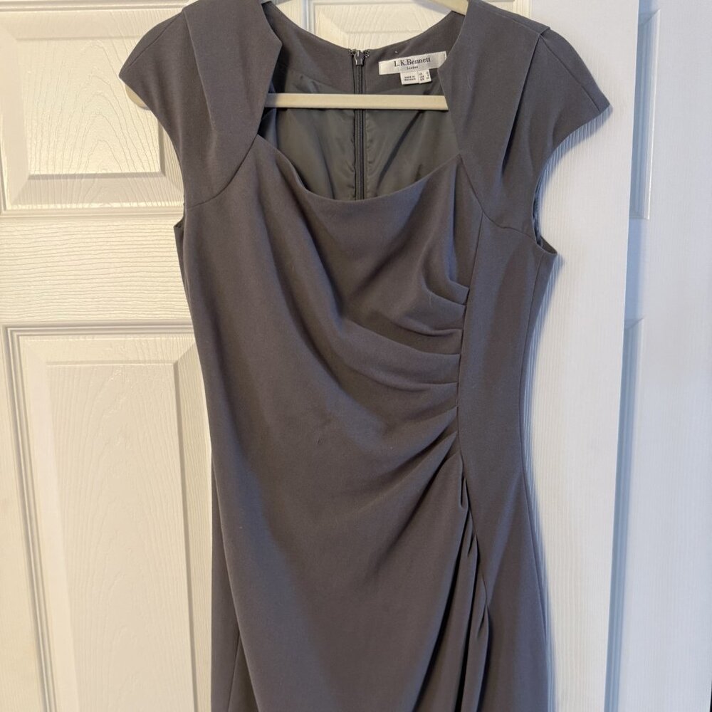 L.K. Bennett Gray Sheath Dress - Cap Sleeve | US 8 UK 10
